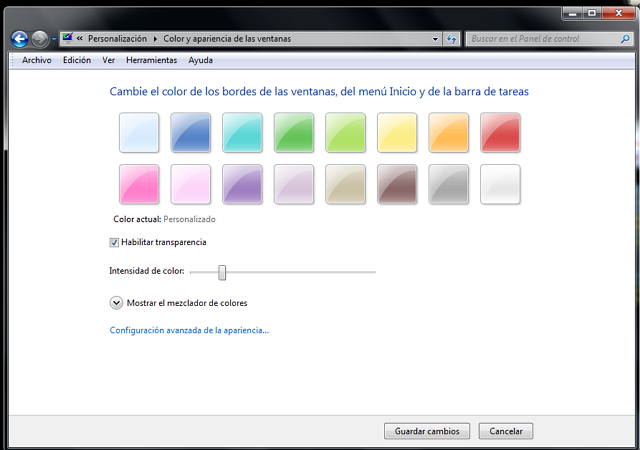 Color de la ventana windows 7