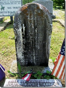 Julia Jackson's grave stone placed by Capt. Ranson in the 1880's