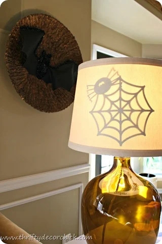 Halloween paper cut outs on lamp shade