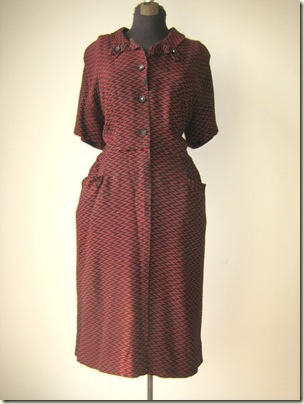 vintage 1940s Red and Blue Shirt Dress