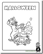 Dibujo de bruja en Halloween para imprimir y colorear