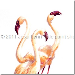 Jessi Lyn little paint shop Nature Three Pink Flamingos - Nature Bird Feathers Birds Feather