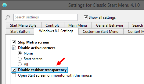 Disable Taskbar Transparent