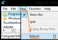 How to Refresh registry setting