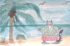 Kliban cat aloha beach cat wc
