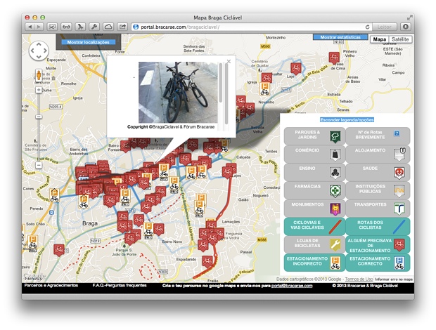 Mapa Braga Ciclável - informações úteis para o planeamento urbano