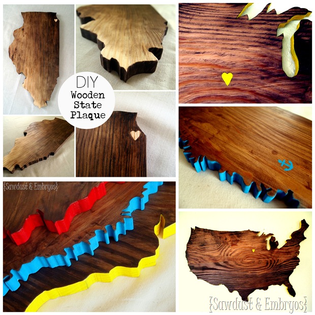 DIY Wooden State (or Country) Plaque by Sawdust and Embryos