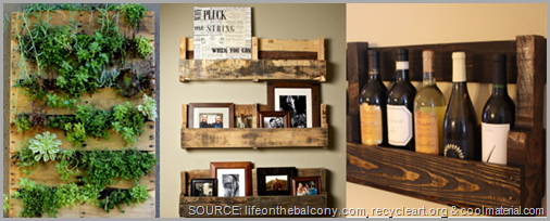 Scrap wood pallets can be turned into beautiful and functional decor! CLICK to enlarge image.