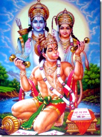 Hanuman serving Sita and Rama