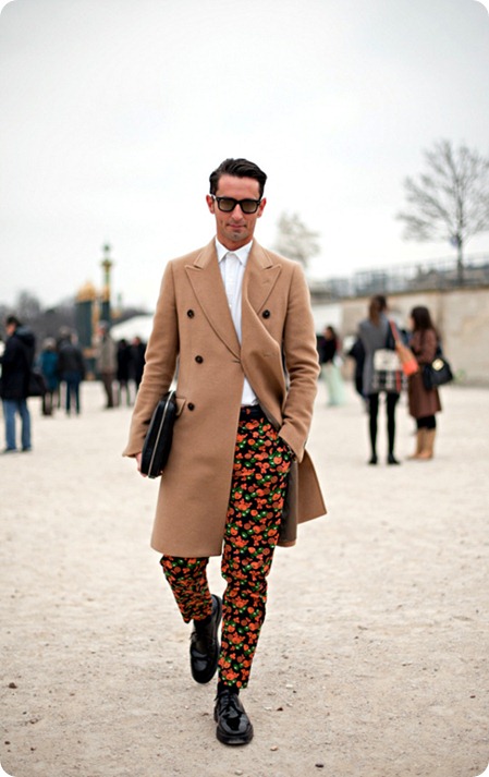 Paris Fashion Month Street Style Men Simone Marchetti- red floral print pants- mens