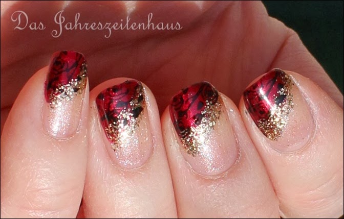 Baroque French Red Gold Roses 4