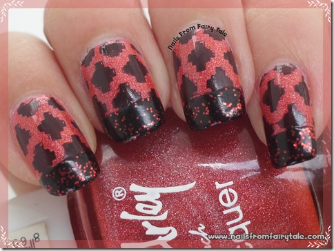 black and red french manicure with stamping 2