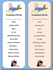 Spanish and English Phrase Bookmark FREE
