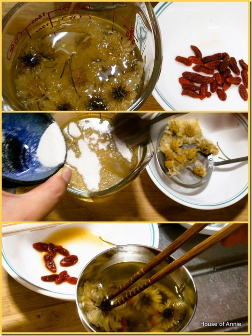 Preparing Chrysanthemum Tea with Goji Berries