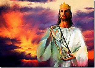 King Jesus Holding Hour Glass Measuring Time Left