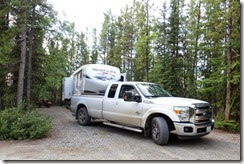 This is our campsite at Pioneer RV Park.  Dirty truck