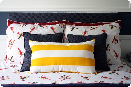yellow and white striped pillow