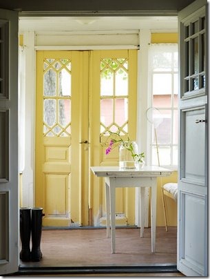 yellow interior doors via hooked on houses