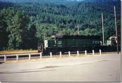 Burlington Northern SD40-2 #7130 in Skykomish in 2000
