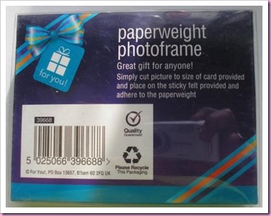 Poundland paperweight photoframe