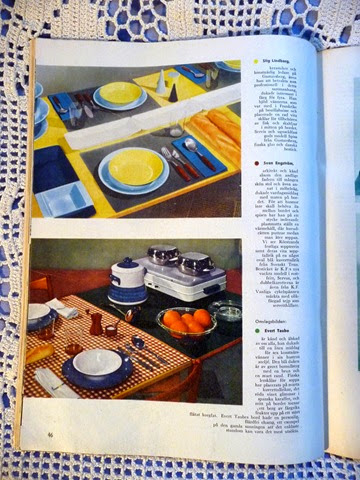 Tio herrar dukar bord med färg, Femina nr  22, 1956