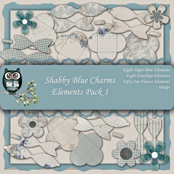 Shabby Blue Charms Elements Front Sheet Pack 1