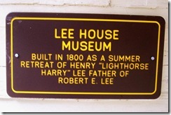 Lee House Museum sign at the entrance to the Lee Cabin