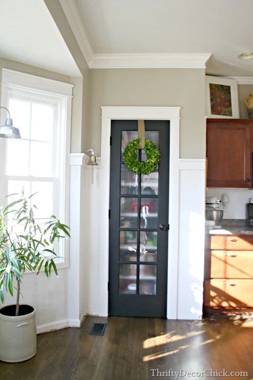 black glass door on pantry