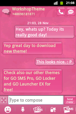 GO SMS Pink Cute Sweet Buy