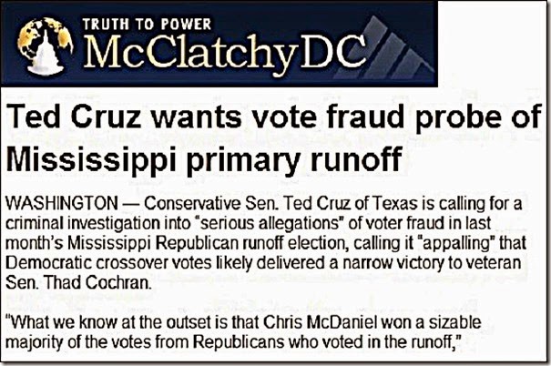 McClatchy article - T Cruz wants vote fraud probe... foto