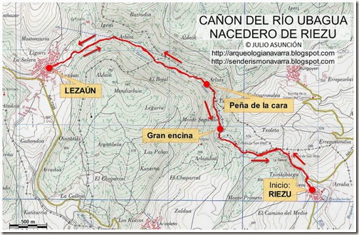 Mapa ruta Cañon Ubagua