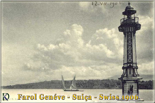 Postkarte Leuchtturm Geneve 1906 Schweiz Swiss