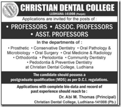 Christian Dental College-www.IndGovtJobs.in