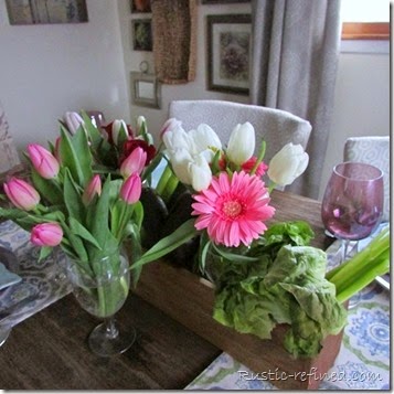 Tablescape for Spring using Pinks and Greens