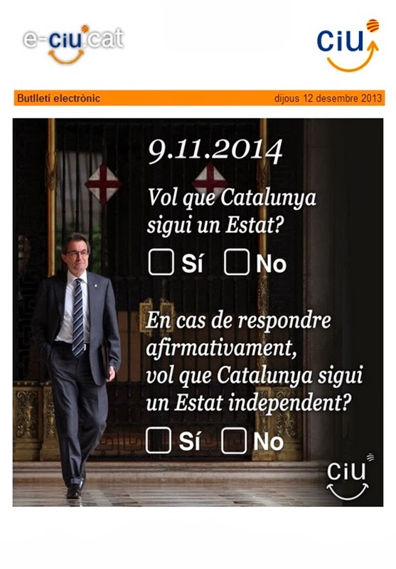 las doás questions de CiU-CUP-ERC-ICV pel referèndum del 9 de novembre 2014