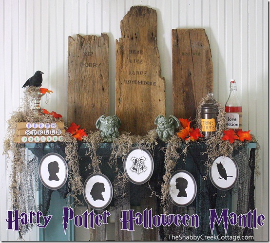 Harry Potter Halloween Mantle via The Shabby Creek Cottage