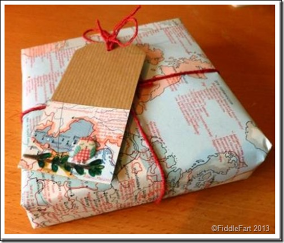 Using maps for wrapping paper and tags
