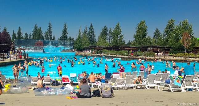 waiting for the waves at Boulder Beach Water Park at Silverwood