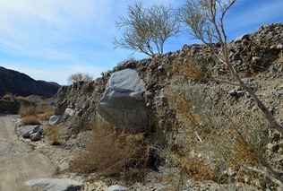 I loved this boulder sticking out of the smaller alluvium in Berdoo Canyon
