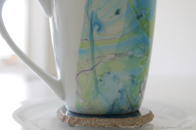 Marbled Coffee Cup with Nail Polish via homework | carolynshomework.com  