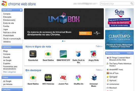 Chrome Web Store em portugues