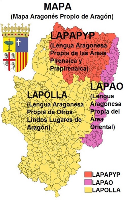 Mapa de las lengas d'Aragon