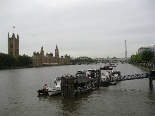 Along the Thames towards Parliament buildings, Victoria Tower & the Big Ben.