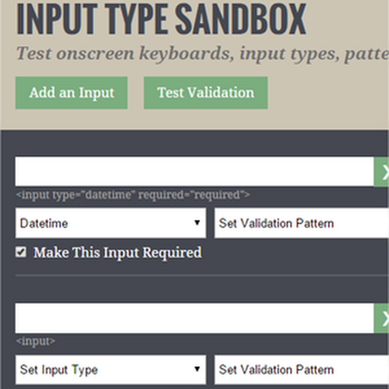 Input Type Sandbox, para crear campos de texto con validaciones en HTML