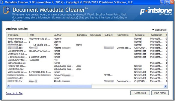 Document Metadata Cleaner metadati