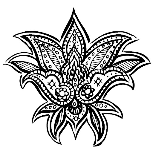 floral flower henna leaves