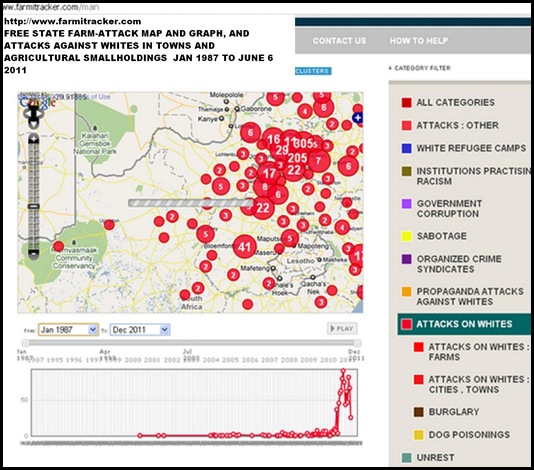 FREE STATE ATTACKS MAP JAN1987 JUNE62011 with graph