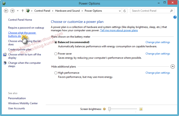 In Windows 8 Power Options, Choose what the Power Buttons do In Windows 8 Power Options, Choose what the Power Buttons do
