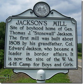 Jackson's Mill marker Boyhood Home of Thomas "Stonewall" Jackson