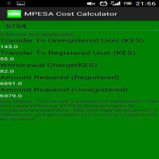 MPESA Cost Calculator India